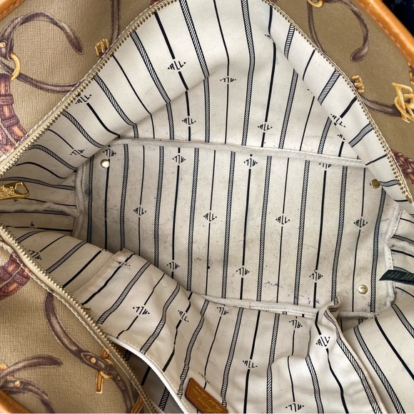 Lauren Ralph Lauren Women’s Brown Saffiano Leather Halstead Equestrian Tote Bag - Picture 4 of 11